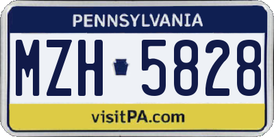 PA license plate MZH5828