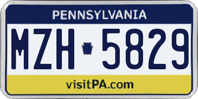PA license plate MZH5829