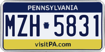 PA license plate MZH5831
