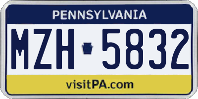 PA license plate MZH5832