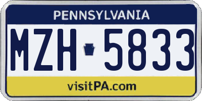 PA license plate MZH5833