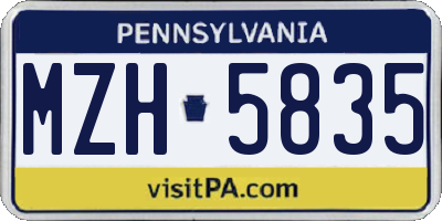 PA license plate MZH5835