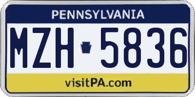 PA license plate MZH5836