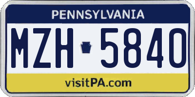 PA license plate MZH5840