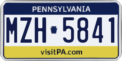 PA license plate MZH5841