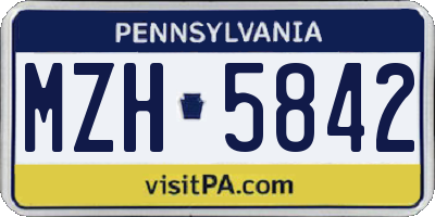 PA license plate MZH5842