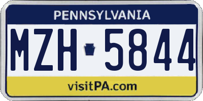 PA license plate MZH5844