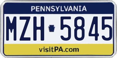 PA license plate MZH5845