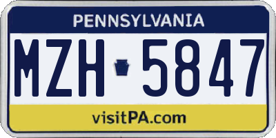 PA license plate MZH5847