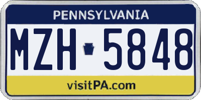 PA license plate MZH5848