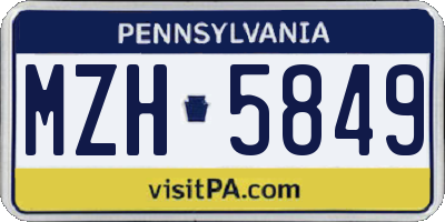 PA license plate MZH5849