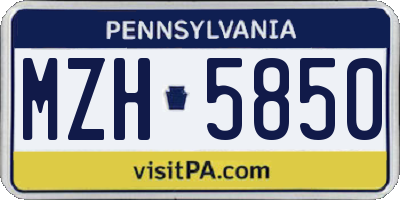 PA license plate MZH5850