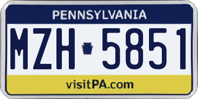 PA license plate MZH5851