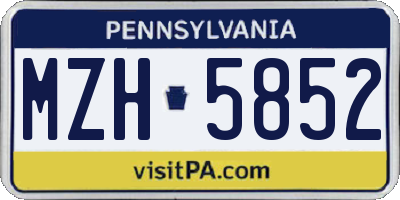PA license plate MZH5852