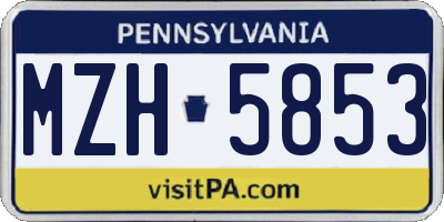 PA license plate MZH5853