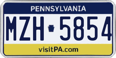 PA license plate MZH5854