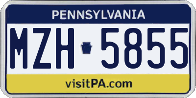 PA license plate MZH5855