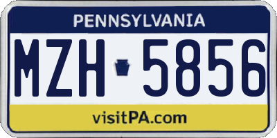 PA license plate MZH5856