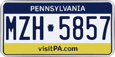PA license plate MZH5857