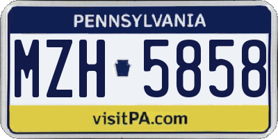 PA license plate MZH5858