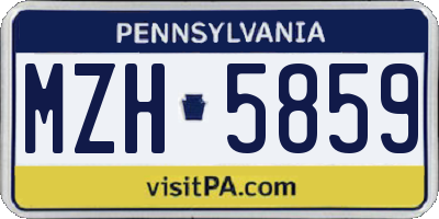 PA license plate MZH5859