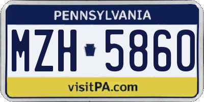 PA license plate MZH5860