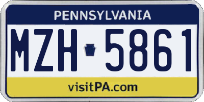 PA license plate MZH5861