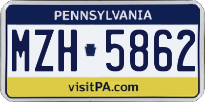 PA license plate MZH5862