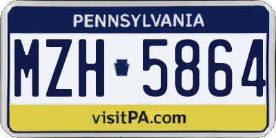 PA license plate MZH5864