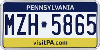 PA license plate MZH5865