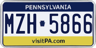 PA license plate MZH5866