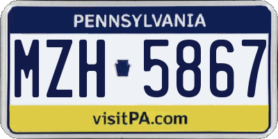 PA license plate MZH5867