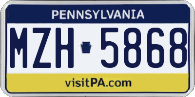 PA license plate MZH5868
