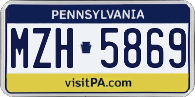 PA license plate MZH5869