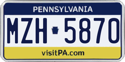 PA license plate MZH5870