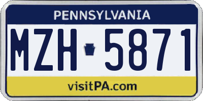 PA license plate MZH5871
