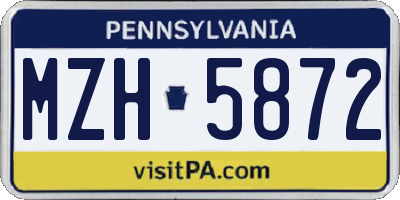 PA license plate MZH5872