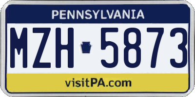 PA license plate MZH5873