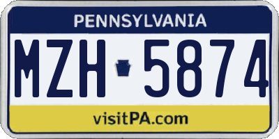 PA license plate MZH5874