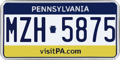 PA license plate MZH5875