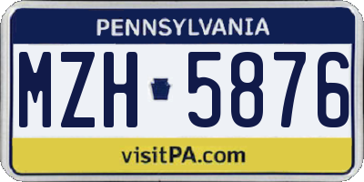 PA license plate MZH5876