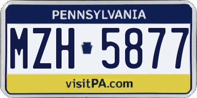 PA license plate MZH5877