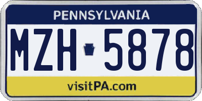 PA license plate MZH5878