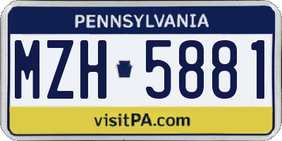 PA license plate MZH5881