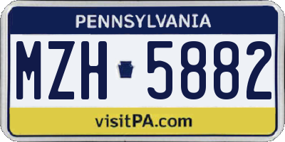 PA license plate MZH5882