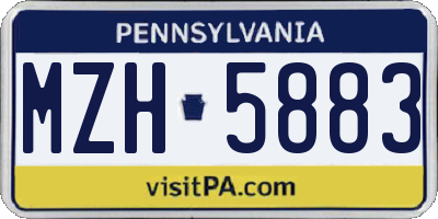 PA license plate MZH5883