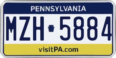 PA license plate MZH5884