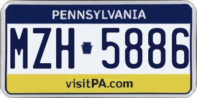PA license plate MZH5886