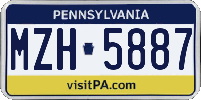 PA license plate MZH5887
