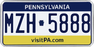 PA license plate MZH5888